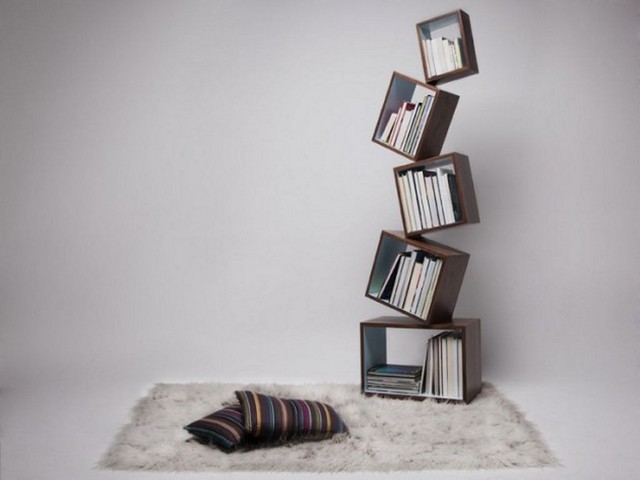 moderno interesante cuadrados libros estanteria innovadora