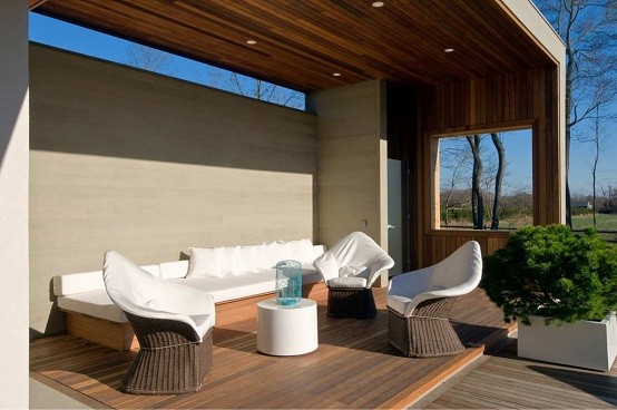moderno jardin plataformas cojines madera exterior
