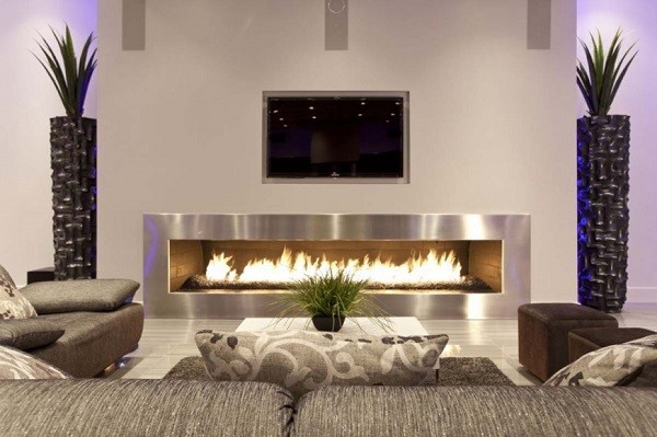 muebles de salones chimenea moderna