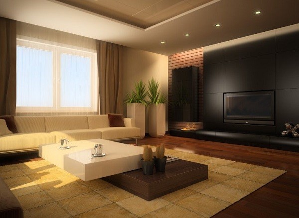 muebles de salón minimalista materiales