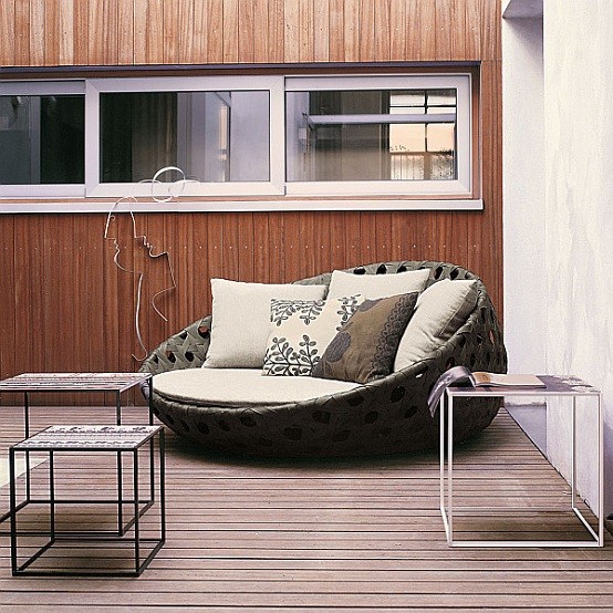 muebles de terraza confortable cojines circular
