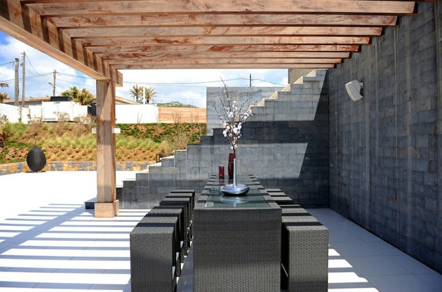 muebles de terraza mimbre negro cuadrado