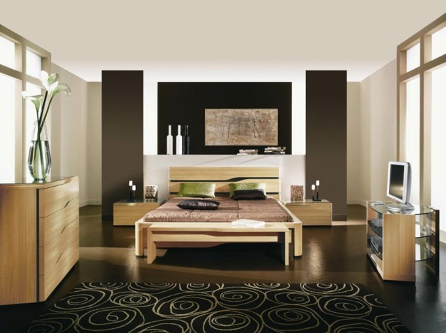 muebles flores jarron cama calido dormitorio