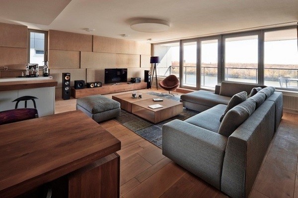 muebles salón madera gris moderno