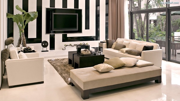 muebles de salón azulejos negros