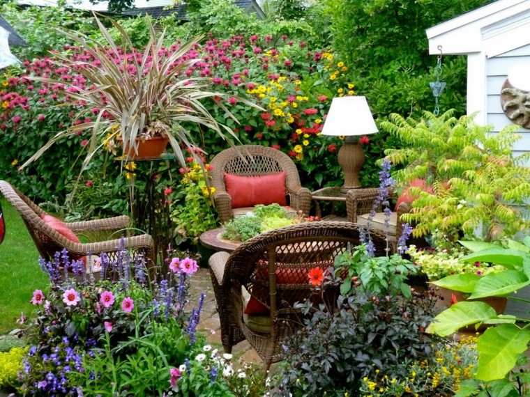 paisaje natural patio flores sillas