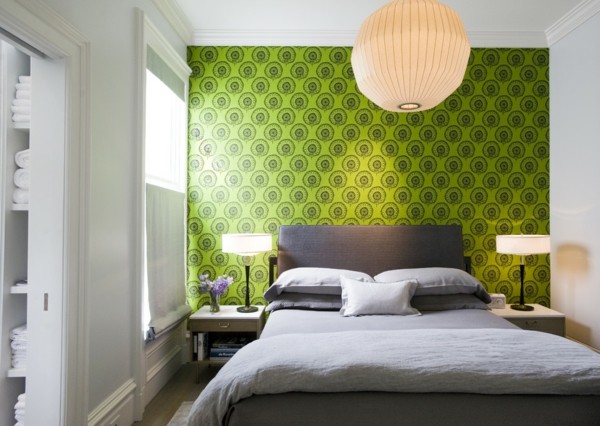 papel pared pintado verde círculos