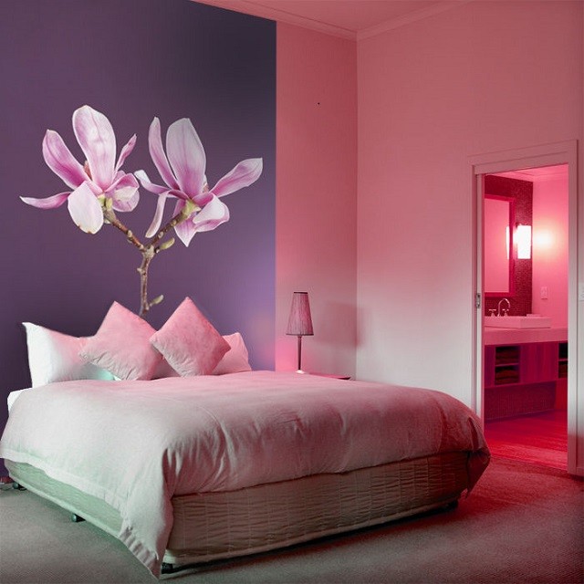 papel pintado flor grande rosa