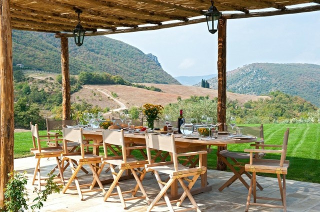 pergola madera sombra larga bonita cena