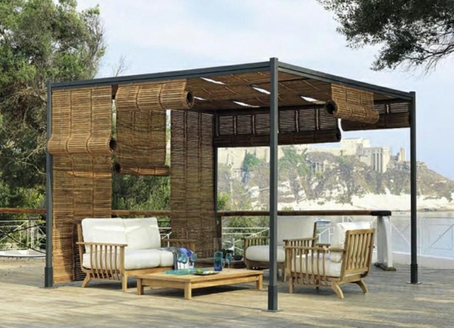 persiana bambu esconde sol jardin idea bonita 