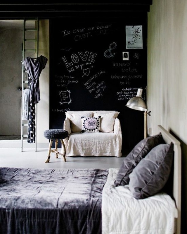 pintura pizarra colores pared lateral dormitorio