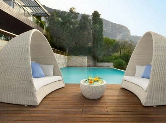 piscina jardin decoracion madera circular