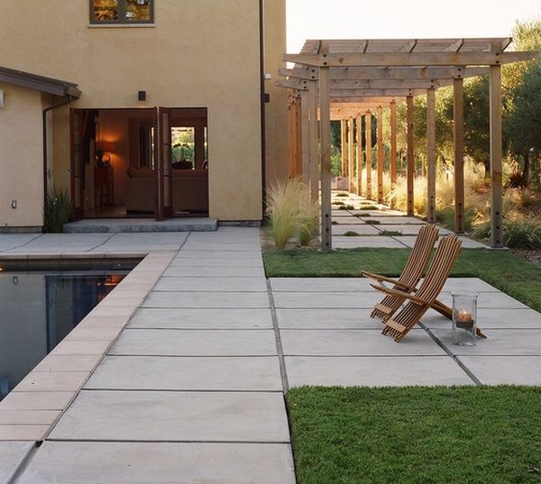 piscina sillas pergola xeriscape piscina moderno