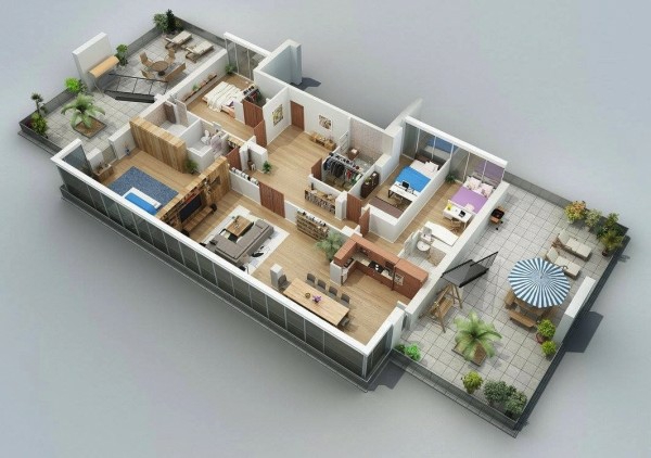 Planos De Casas Y Apartamentos En 3 Dimensiones