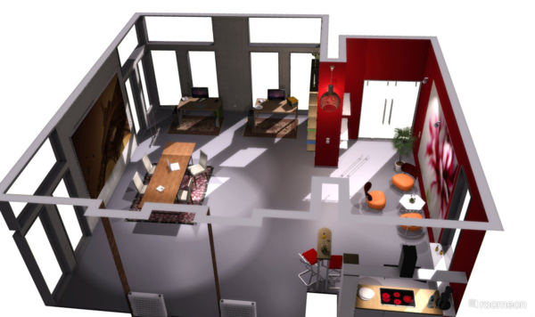 plano piso moderno color rojo 