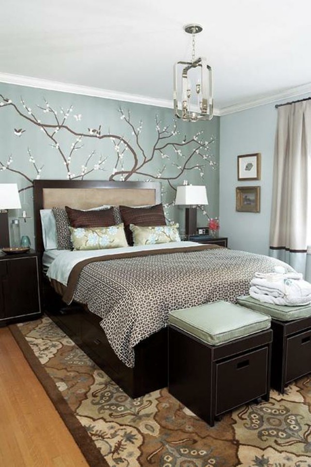 planta decoracion pared cortinas lampara