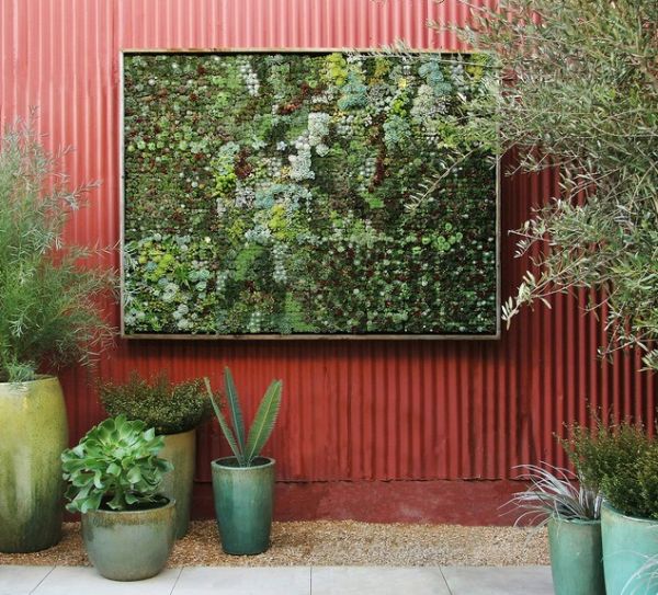 plantas y mural vertical plantas interior colgante macetas muro grava