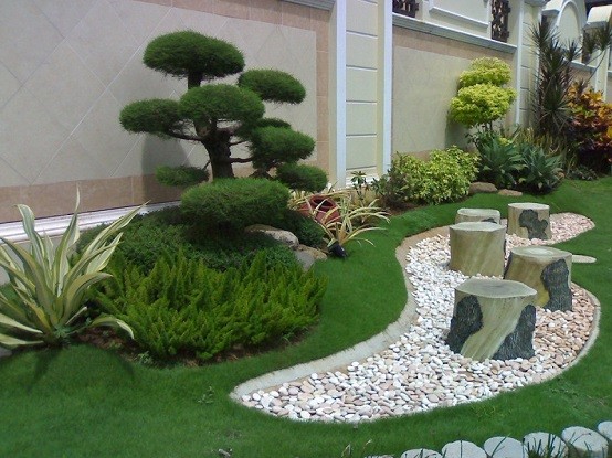 plantas jardines fuente paisajismo moderno diseño