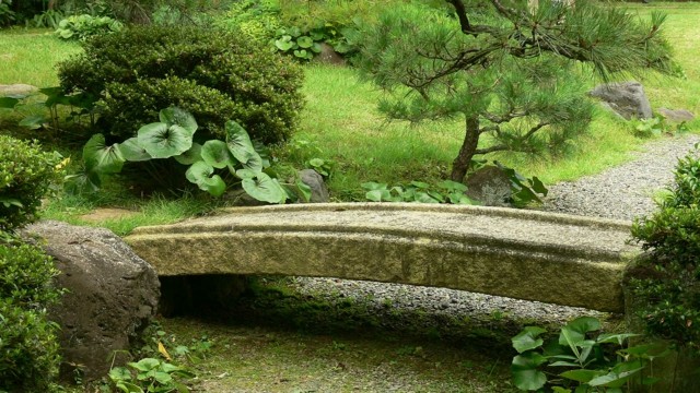 puente roca arboles flores zen meditacion