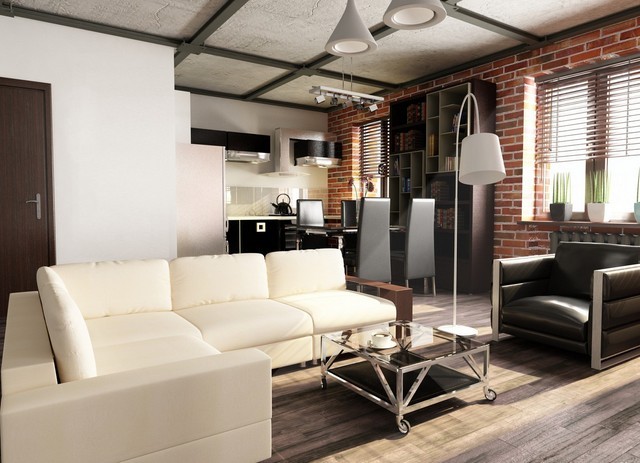 salon comedor pared ladrillo bonito idea