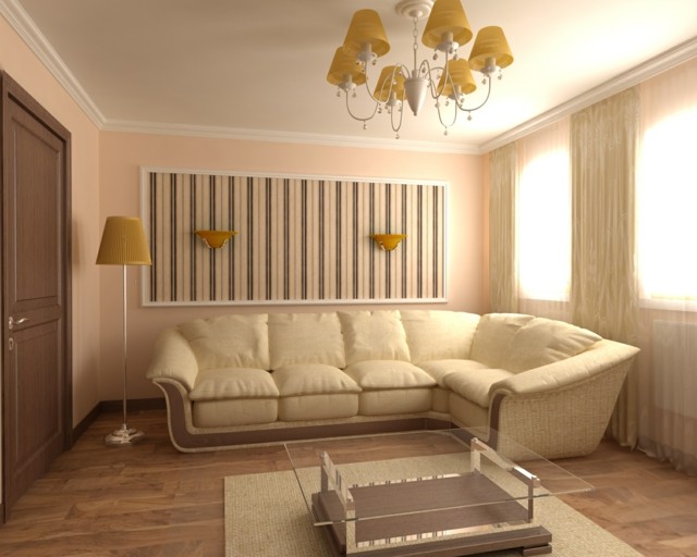 salón moderno simple estrecho lampara interesante estilo