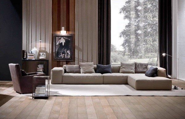 salón bonito moderno madera suelo