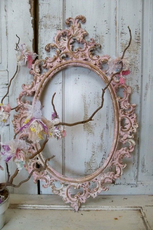 shabby decoración marco espejo rosa