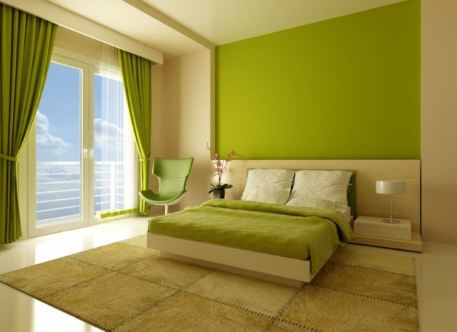 silla verde cortinas calido decoracion alfombras