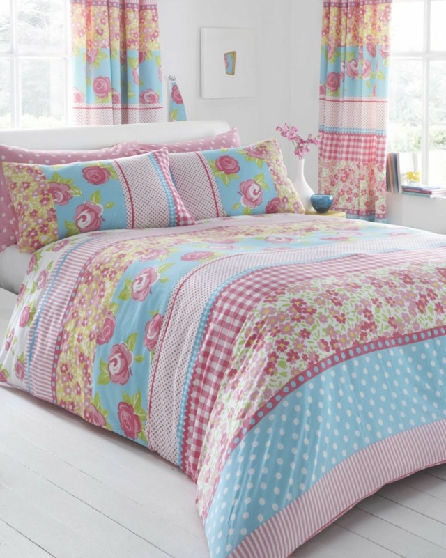 suelo pared colores blancos ropa cama motivos bonito florales