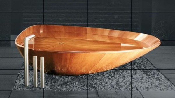 super bañera forma abstracta madera