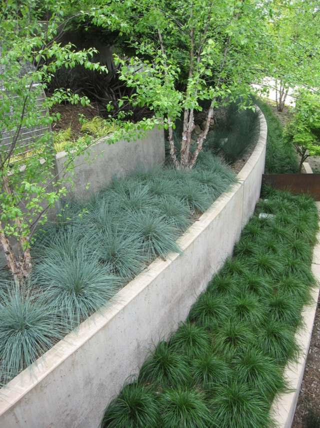 terrazas plantas hormigon hierba muro