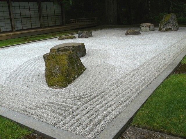 zen jardin meditacion  filosofia grava rocas grandes