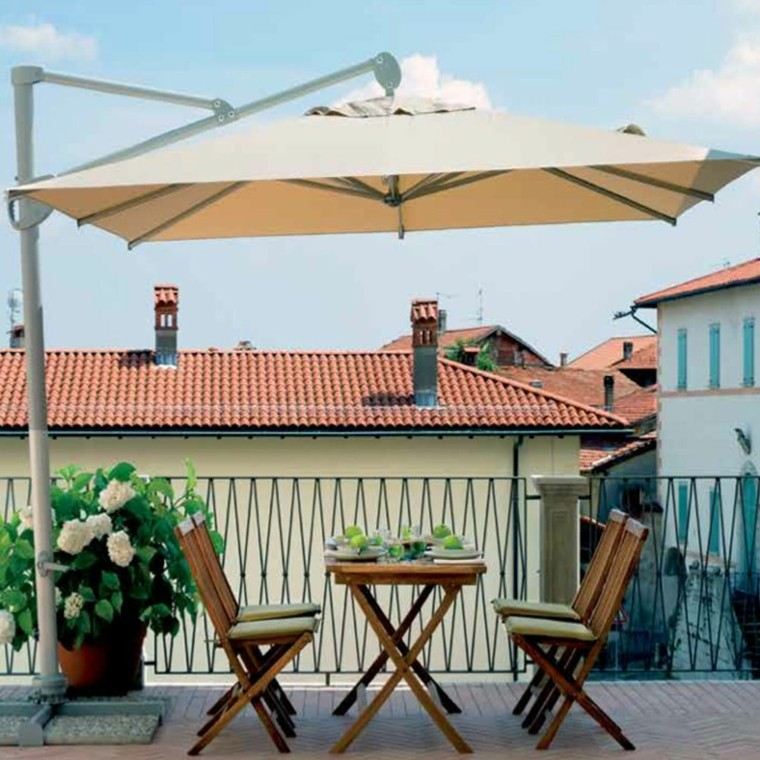 sombrilla color claro terraza ideas moderna