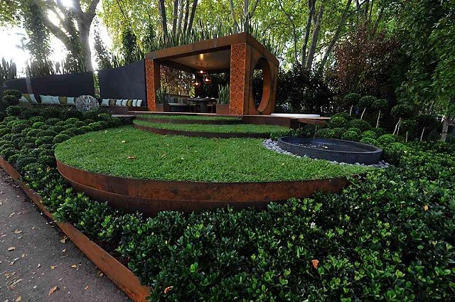 acero corten bordura jardin moderno