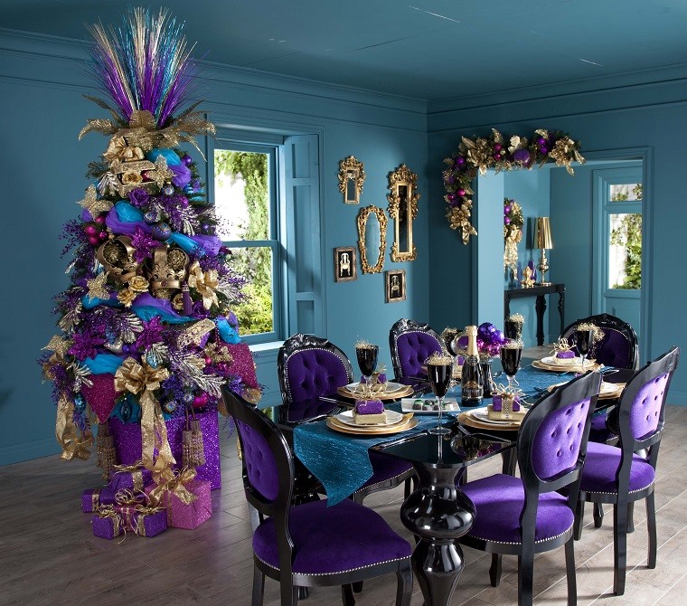 arbol dorado malva diseño navidad decoracion