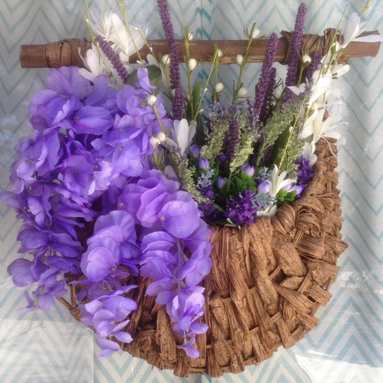 arreglo floral bolsa flores purpura original ideas