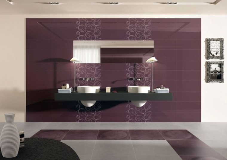 azulejos baño color violeta apagado
