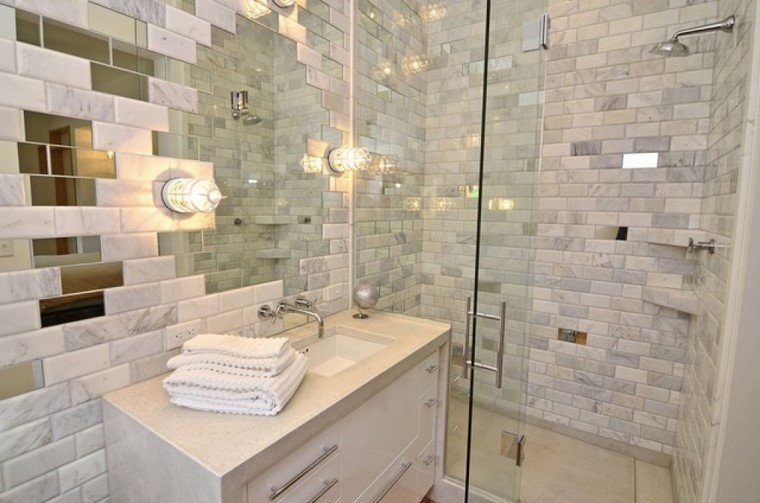 azulejos espejos ideas baño claras modernos 