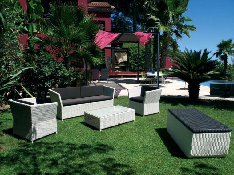 bancos de mimbre para jardin bancos mimbre sofas canapes jardin