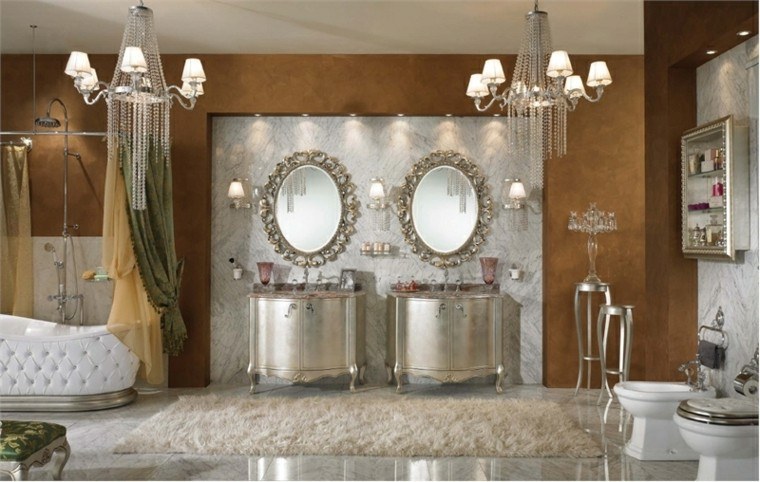 baño romantico muebles espejo mate