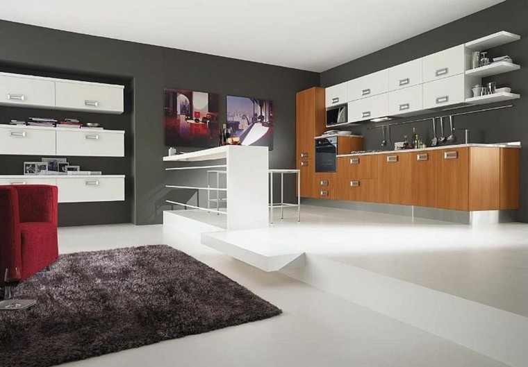 blanco muebles cocina moderna alfombra