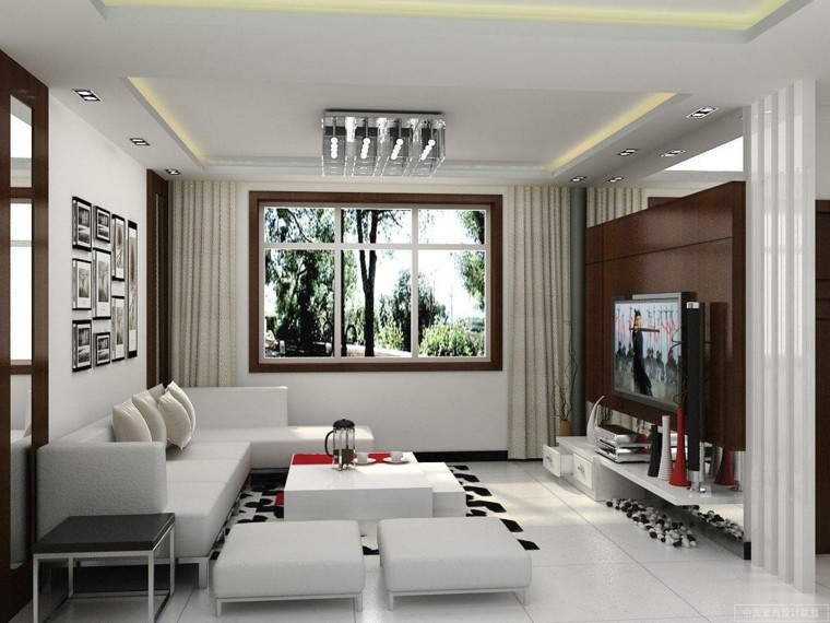 bonito salón blanco estilo moderno