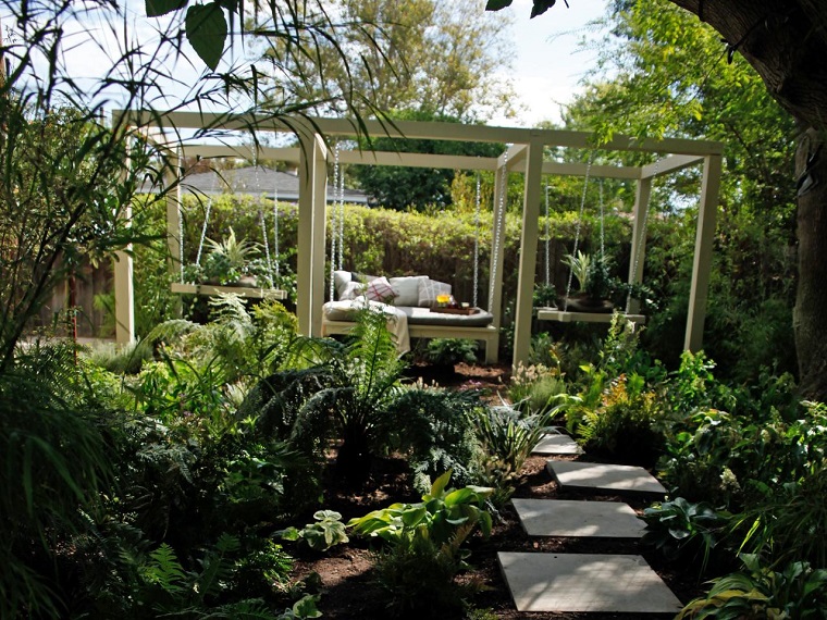 cama colgante jardin plantas colgadas lados ideas modernas
