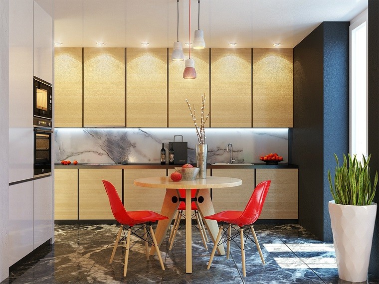 cocina decoracion lamparas frutas muebles
