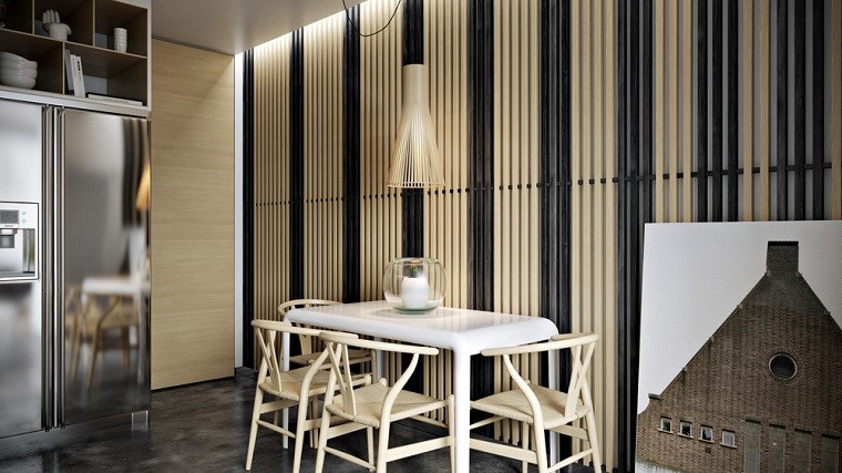 cocina decoracion sillas cuadro rayas