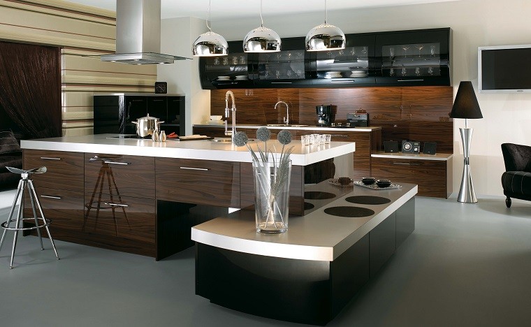 cocina moderna marrones tonos jarron
