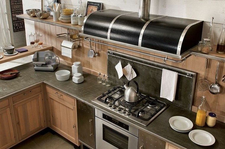 cocinas de diseño combinan piedra madera manera ideas original
