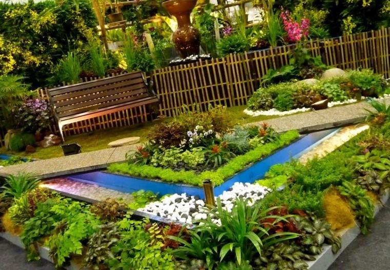 colores y diseño de jardines verde tonos geometrico