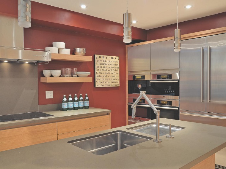 como disenar una cocina grifos modernos pared ideas naranja