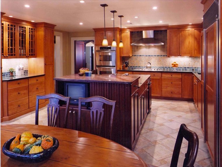 como disenar una cocina muebles madera isla amplia ideas